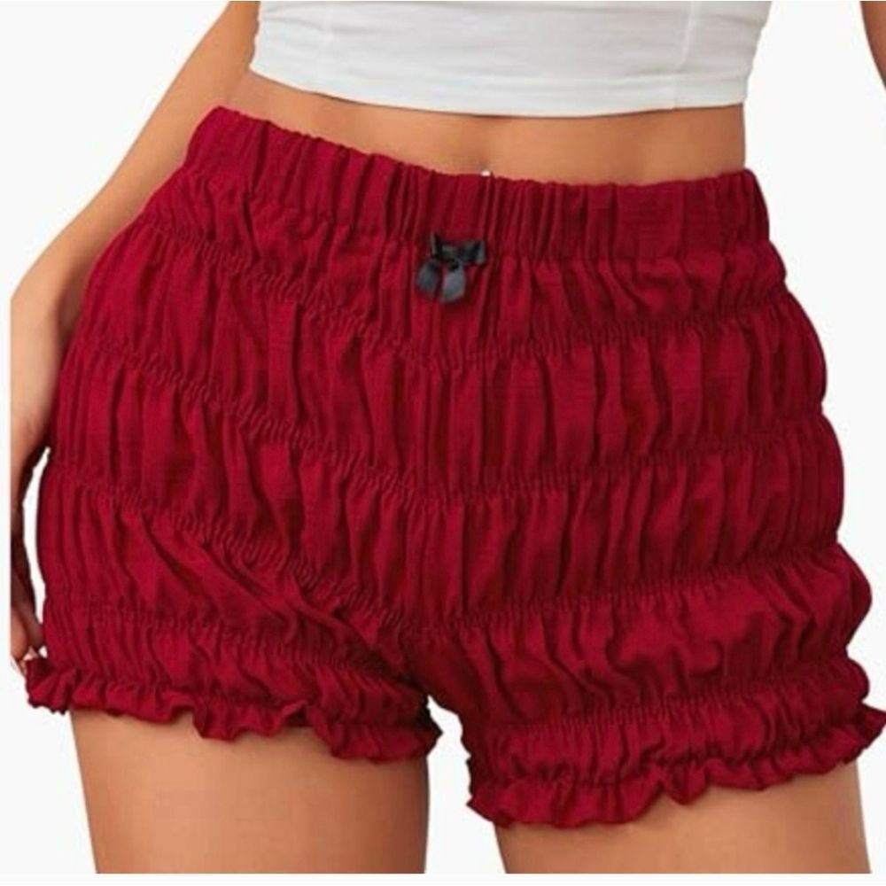 Soly Hux Womens Lace Ruffled Red Mini Shorts Elastic Waist NWT Xl
